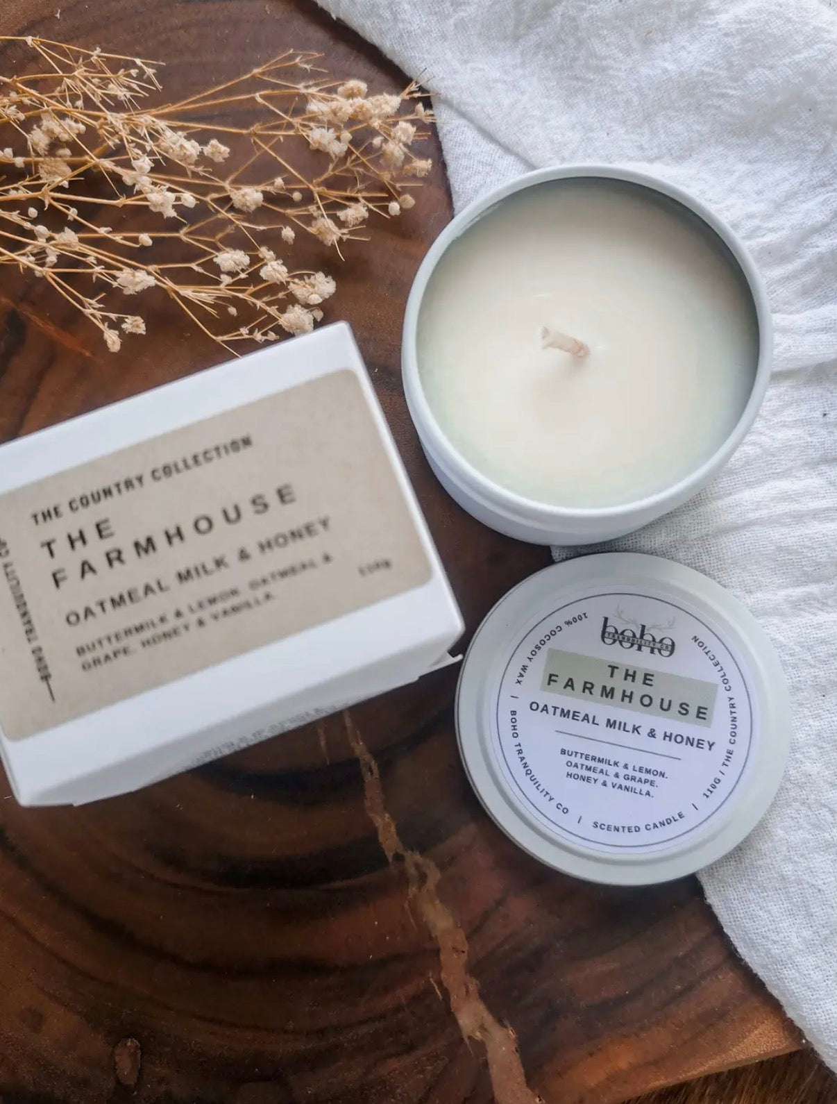 The Farmhouse- Oatmeal, Milk & Honey Mini Tin Candle
