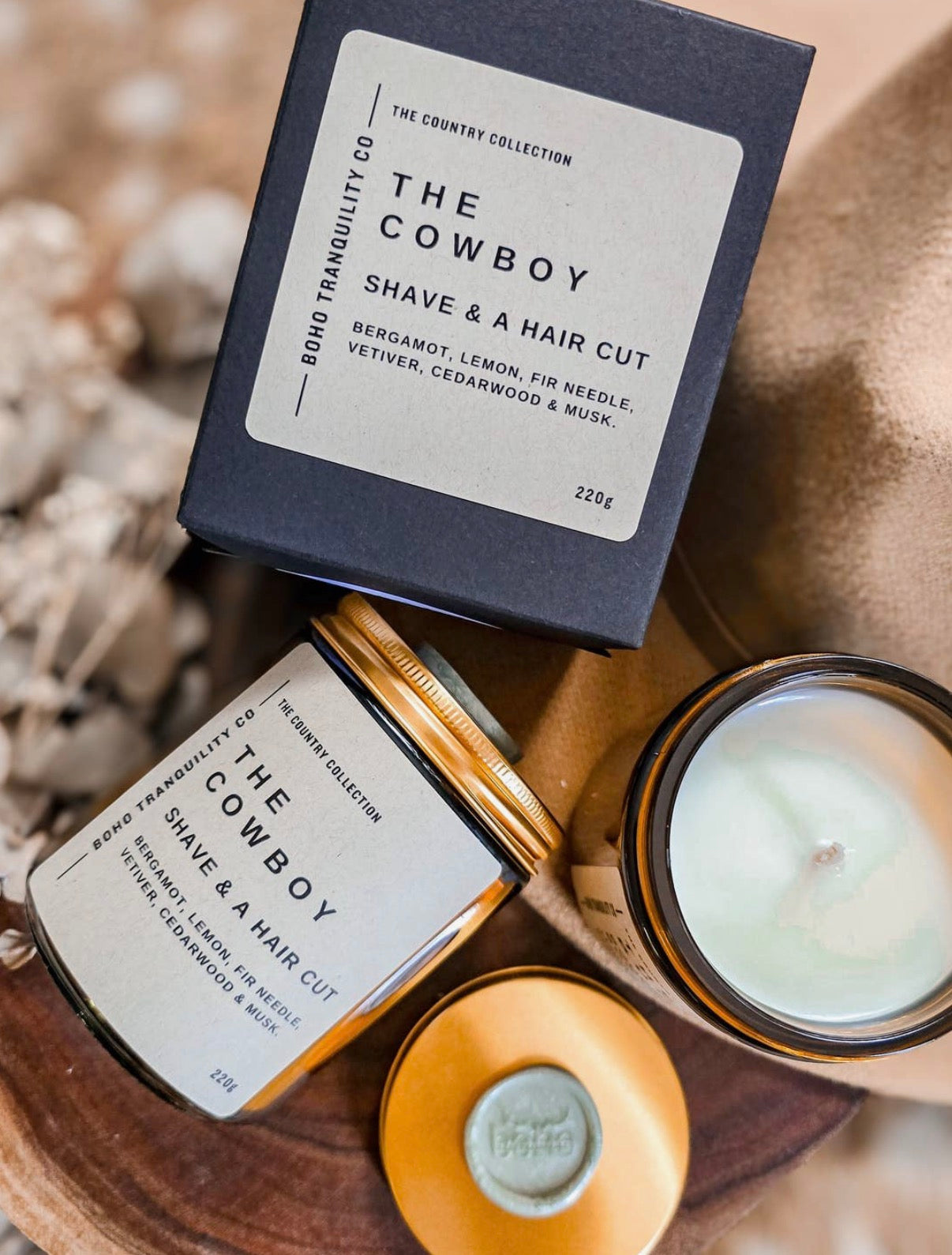 The Cowboy- Shave & A Haircut Medium Candle