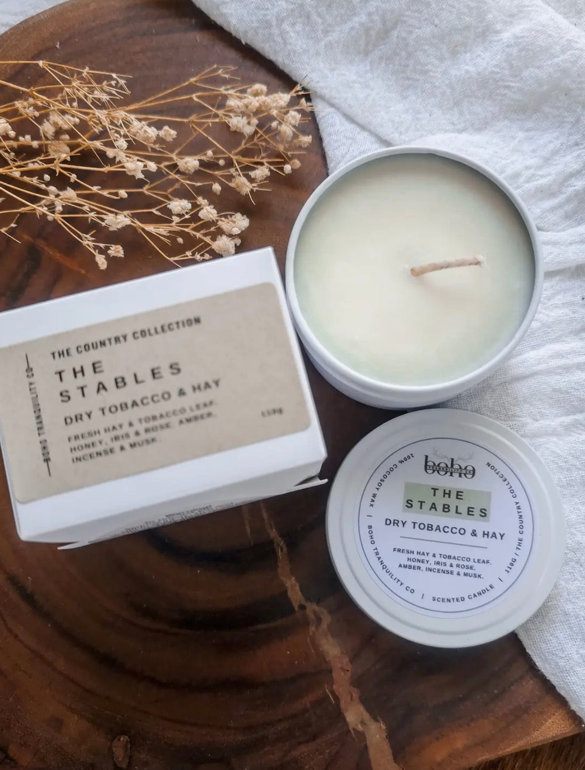 The Stables-Dry Tabacco & Hay Mini Tin Candle