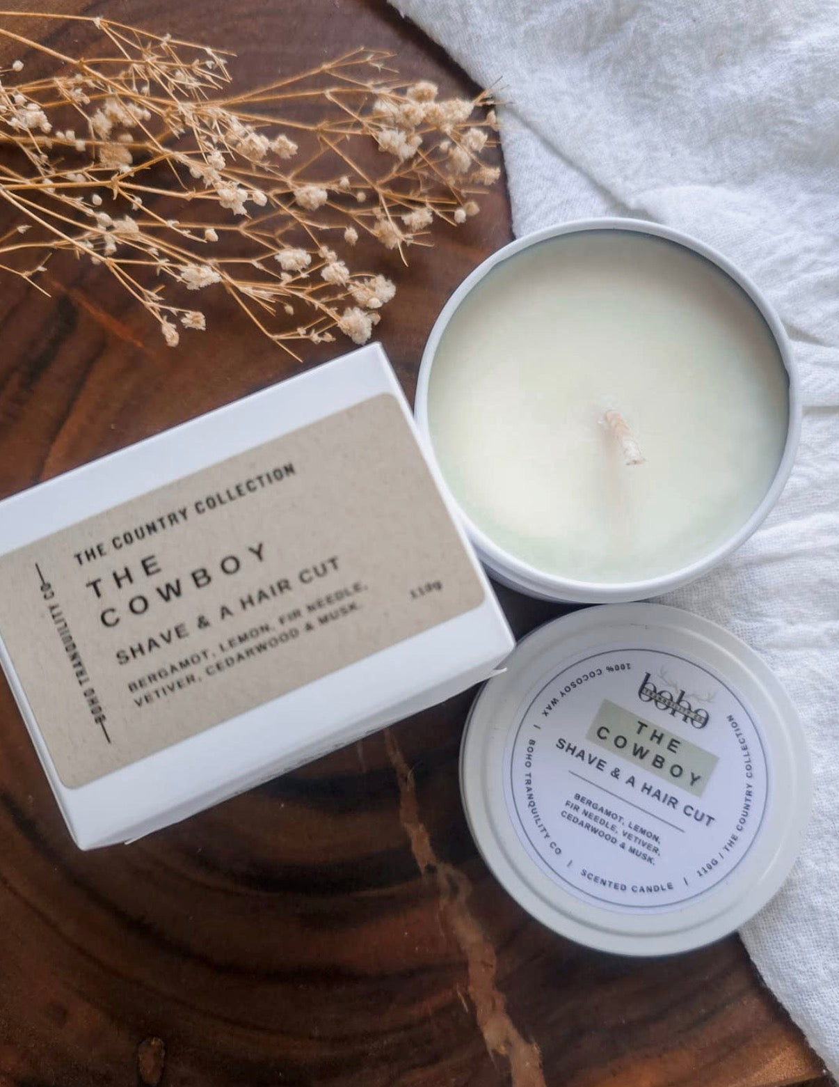 The Cowboy- Shave & A Haircut Mini Tin Candle
